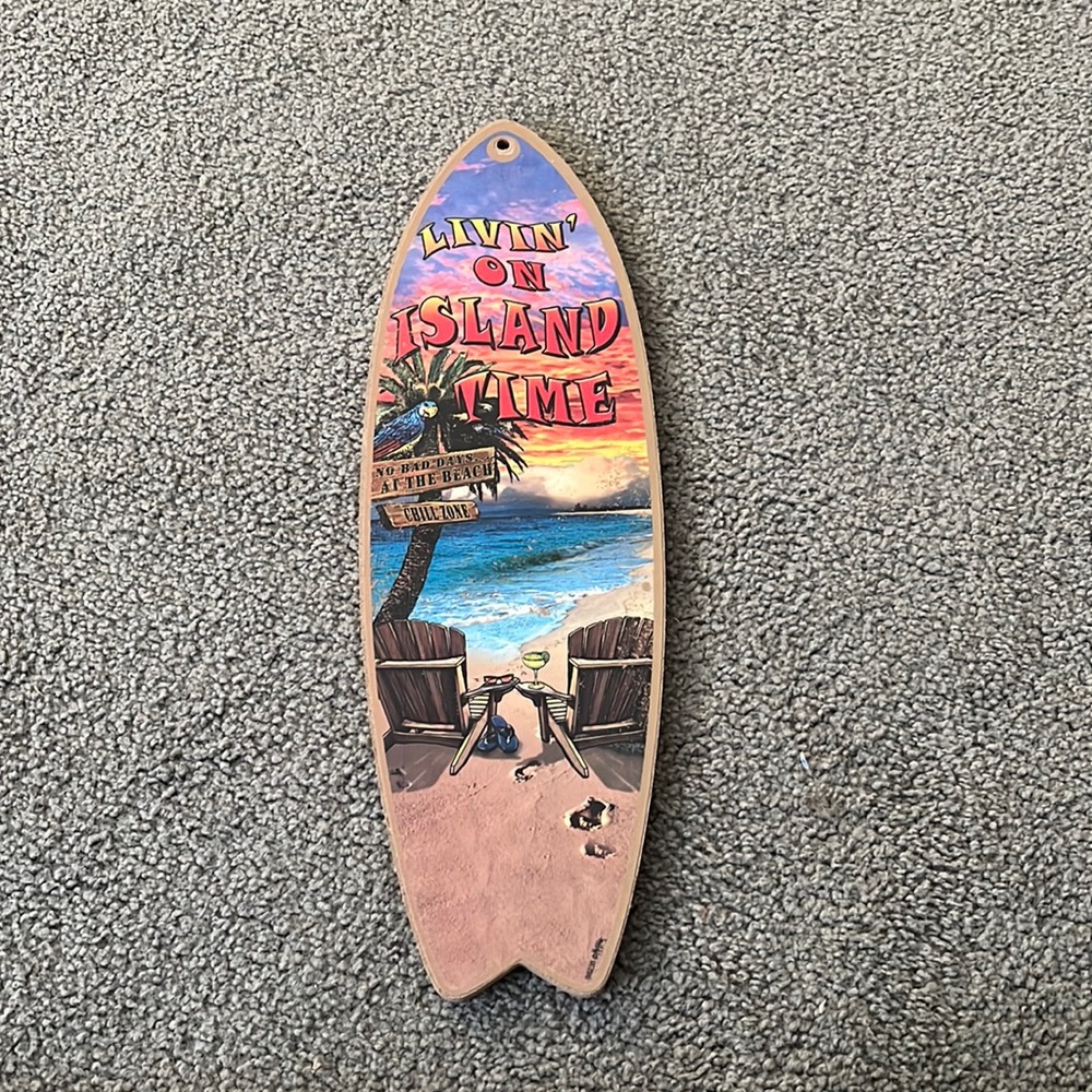 SJT ENTERPRISES, INC. Livin' on Island time 5" x 16" Surfboard Wood Plaque